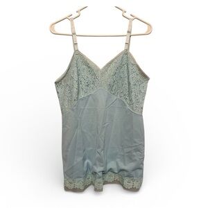 Vintage Sears Lace Trim Fairy Vibes Chemise in Light Blue Size 36
